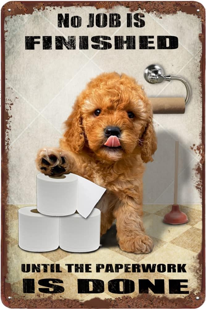 Farming Jobs - Placa de Metal 'Goldendoodle Dog' com