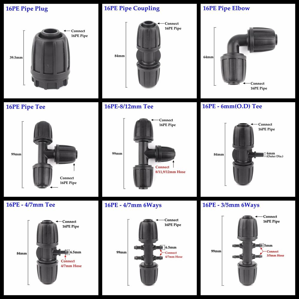 2 pçs novo 16mm conectores de  - Farming Pipe For Agriculture avaliação e preço