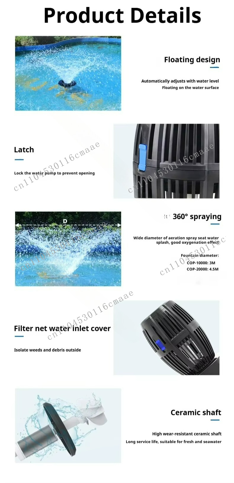 Bomba de fonte flutuante LED C - Farm Pond Liner avaliação e preço
